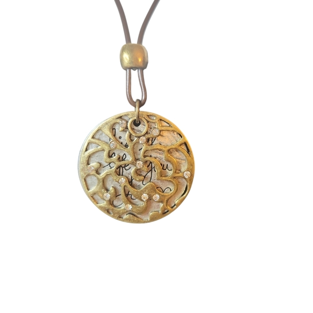 NWT Cookie Lee Women's Silvertone Filigree Slider With Inspirational Message